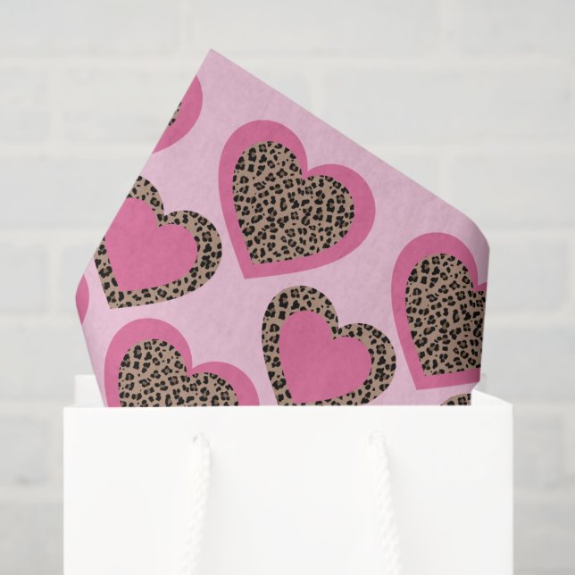 Baby Pink Leopard Hearts Party Tissue Paper (Gift Bag)