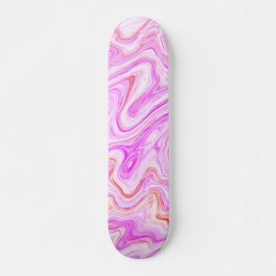 Baby Pink Marble Texture Abstract Liquid Paint Skateboard