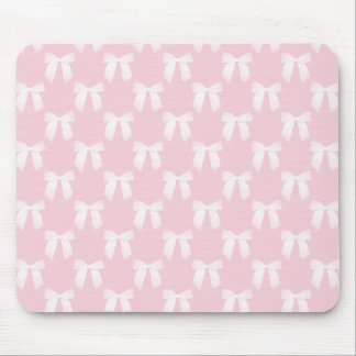 Baby Pink Pastel With White Bows Mouse Pad