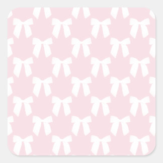 Baby Pink Pastel With White Bows Square Sticker