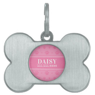 Baby Pink Paws Monogram Framed Pet Tag