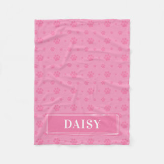 Baby Pink Paws Monogram Pet Fleece Blanket