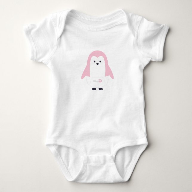 Baby Pink Penguin Infant Creeper (Front)
