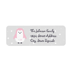 Baby Pink Penguin Return Address Label