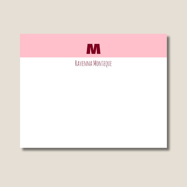 Baby Pink Personalised Name Letter Monogram  Card (Creator Uploaded)