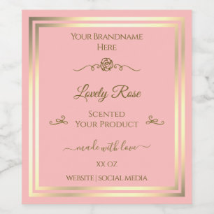 Baby Pink Product Label Gold Frame Vintage Rose
