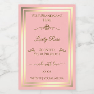 Baby Pink Product Label Gold Frame Vintage Rose