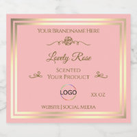Baby Pink Product Label with Gold Frame and Logo