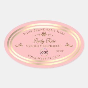 Baby Pink Product Label with Gold Frame and Logo