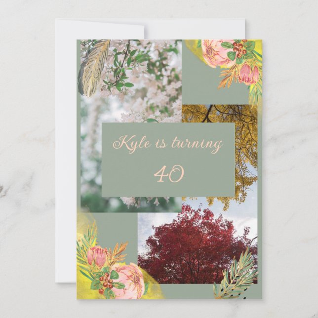 Baby Pink Proteas 40th Invitation (Front)