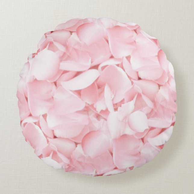Baby Pink Rose Petals Round Cushion (Front)