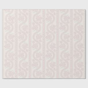 Baby Pink Serpentine Floral Stripe, Bone Wrapping Paper