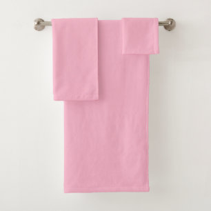 Baby pink solid colour bath towel set