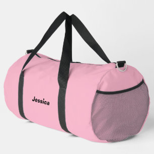 Baby pink solid colour Custom name  Duffle Bag