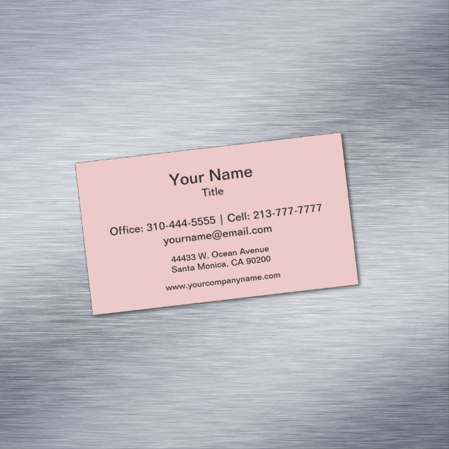 Baby Pink Solid Colour Customise It Magnetic Business Card (In Situ)