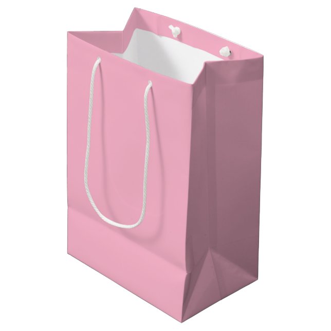 Baby pink solid colour medium gift bag (Front Angled)