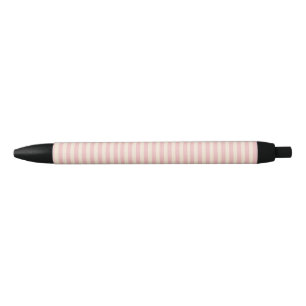 Baby Pink Stripes Black Ink Pen