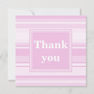 Baby pink stripes thank you card