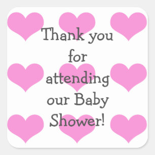 Baby Pink Thank You for Baby Girl Shower Stickers
