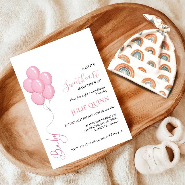 Baby Pink Watercolor Balloon Boho Baby Shower Invitation (Creator Uploaded)
