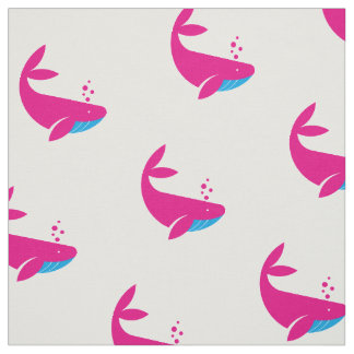 Baby Pink Whale Blowing Bubbles Girls Nautical Fabric