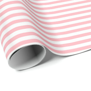 Baby Pink   White Stripe Wrapping Paper