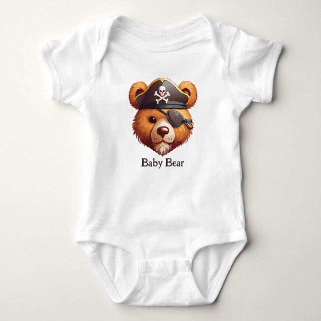 Baby Pirate Bear Baby Bodysuit (Front)