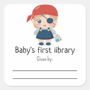 Baby pirate girl - Baby's first library Square Sticker