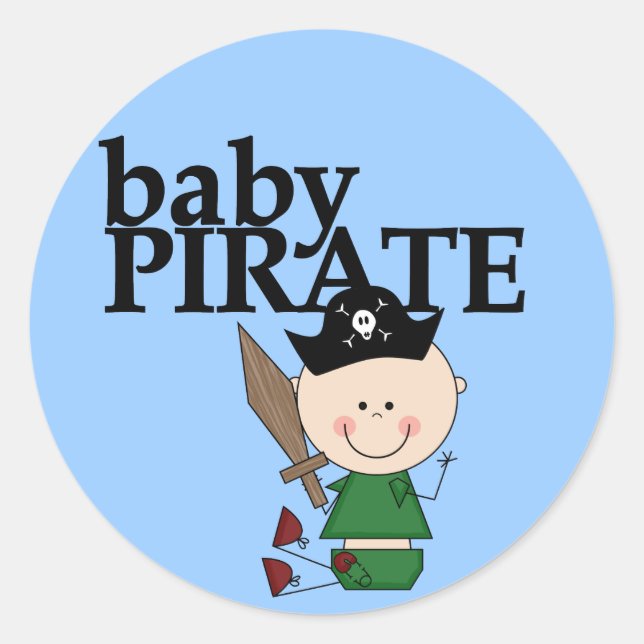 Baby Pirate With Sword - Boy Tshirts and Gifts Classic Round Sticker (Front)