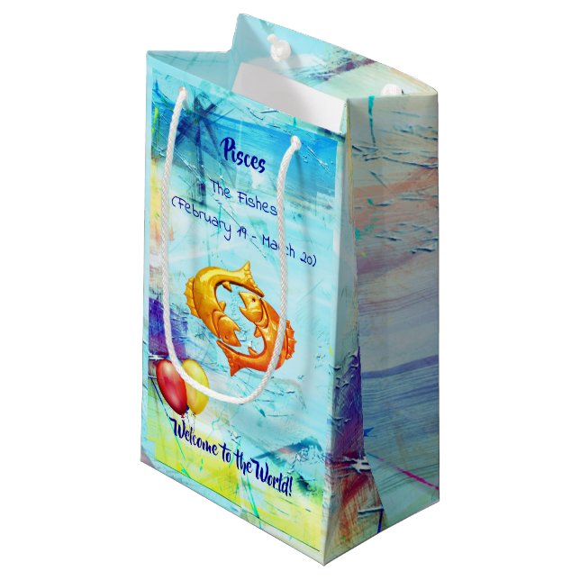 Baby Pisces The Fishes  ( Feb 19 - Mar 20) Small Gift Bag (Front Angled)