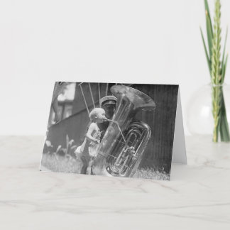 Baby Playing Tuba, 1923 Card