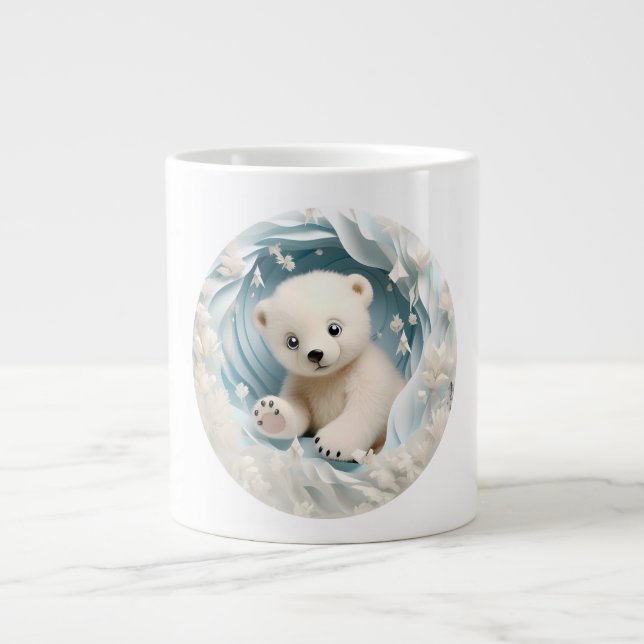 Baby Polar Bear Christmas Large Coffee Mug (Front)