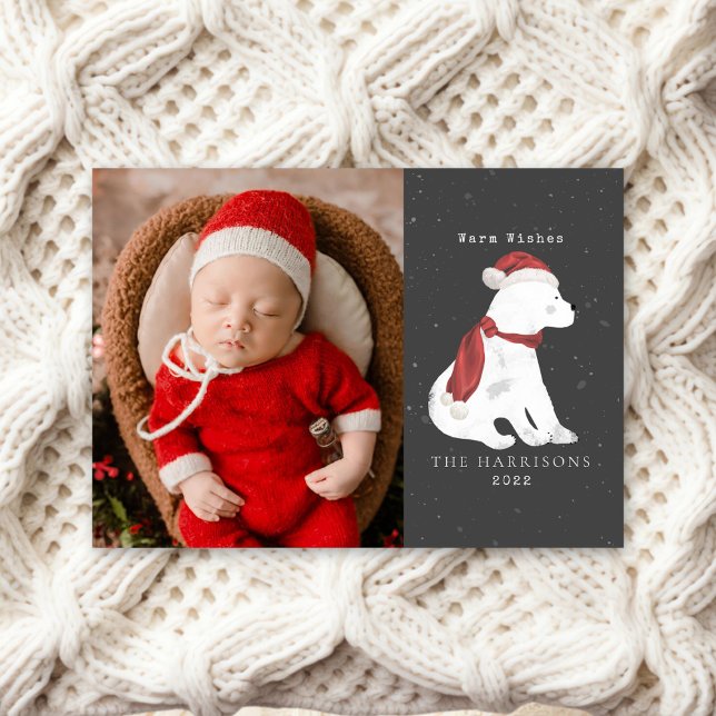 Baby Polar Bear Christmas Photo Holiday Card (Creator Uploaded)