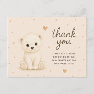 Baby Polar Bear Cub Baby Shower Thank You Postcard