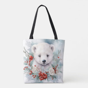 Baby Polar Bear Cub Christmas Cute Tote Bag