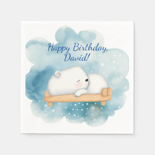 Baby Polar Bear Sleeping Birthday Party Napkin