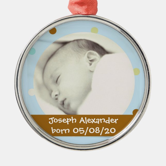 Baby polka dot custom photo ornament (Front)