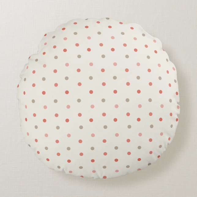 Baby polka dot pattern in warm tones round cushion (Front)