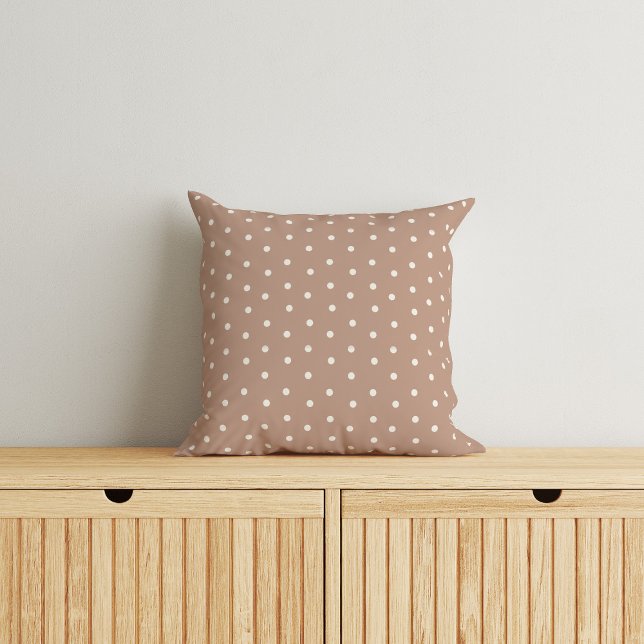 Baby polka dot pattern on brown background cushion (Creator Uploaded)