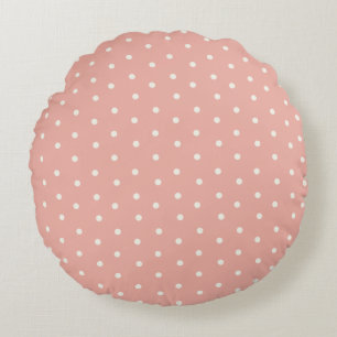 Baby polka dot pattern on pink background round cushion