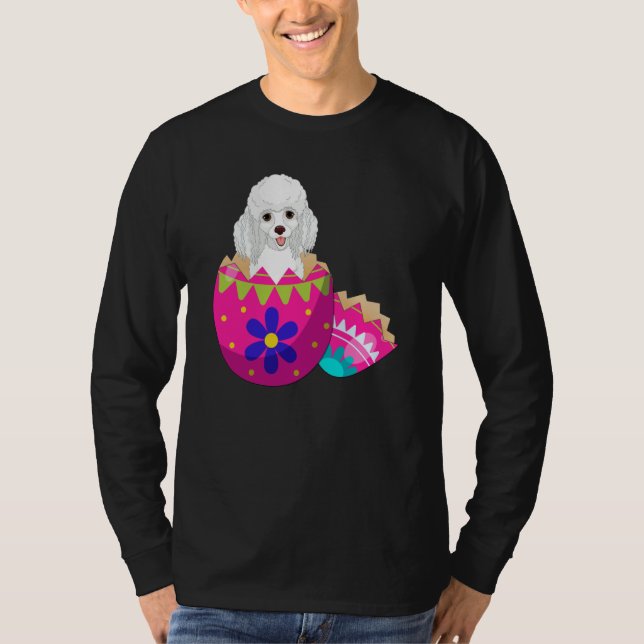 Baby Poodle Hatching From Easter Egg Easter Day T-Shirt (Front)