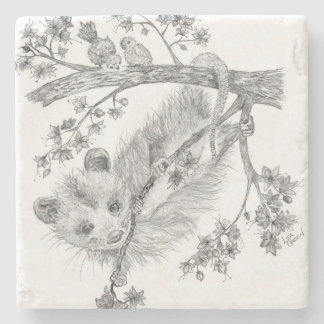 Baby Possum Stone Coaster