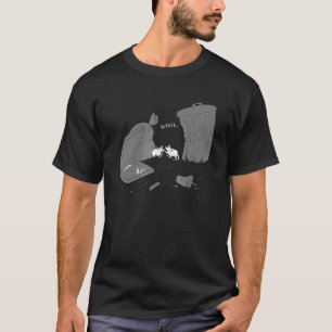 Baby Possums Hissing Near Garbage Cans and Trash T-Shirt