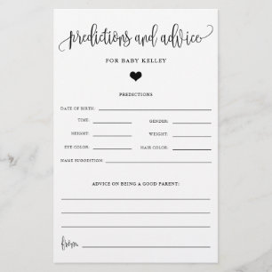 Baby Prediction & Advice, Calligraphy, Paper Card