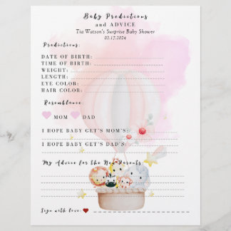  Baby Prediction & Advice Game Baby Shower