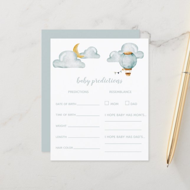 Baby Prediction - Baby Shower Game Card (Front/Back In Situ)