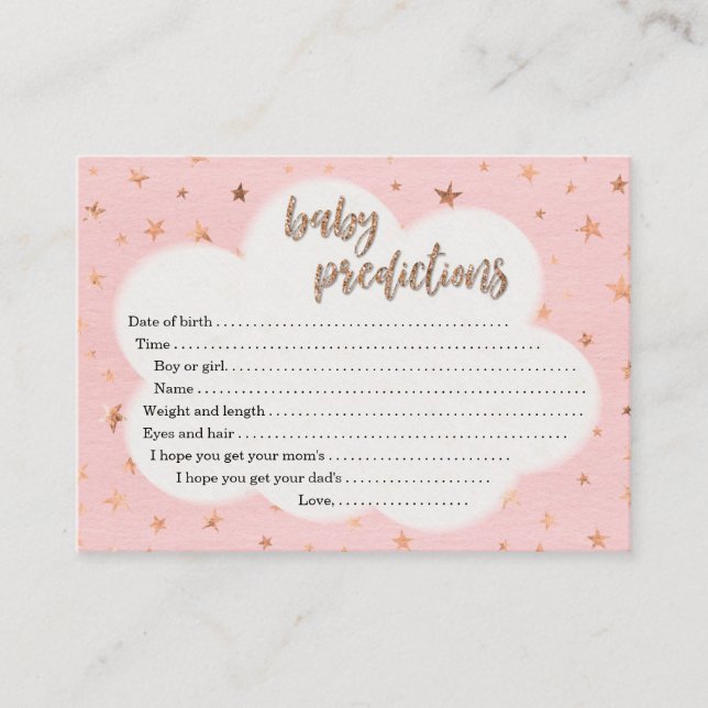 Baby Prediction Card for Girl's Baby Shower (Front)