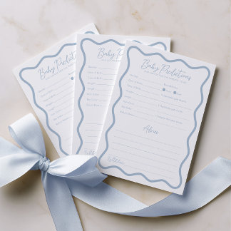 Baby Predictions Advice Baby Shower Game Blue Card
