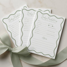 Baby Predictions Advice Baby Shower Game Green