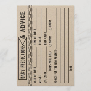 Baby Predictions & Advice Baby Shower Game Invitation